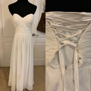 White chiffon sweetheart dress